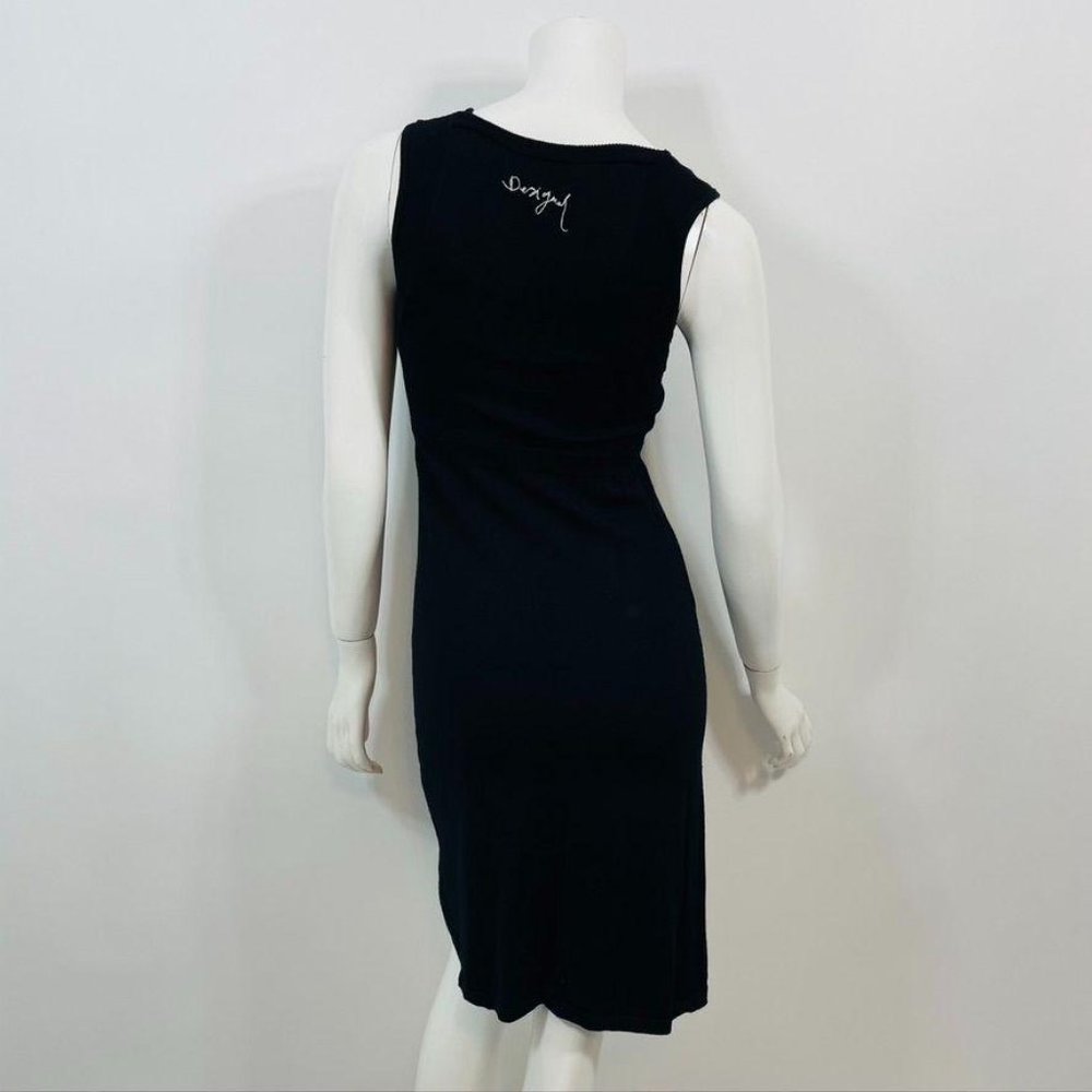 Desigual Black Knit Floral Embroidered Dress - Picture 5 of 8